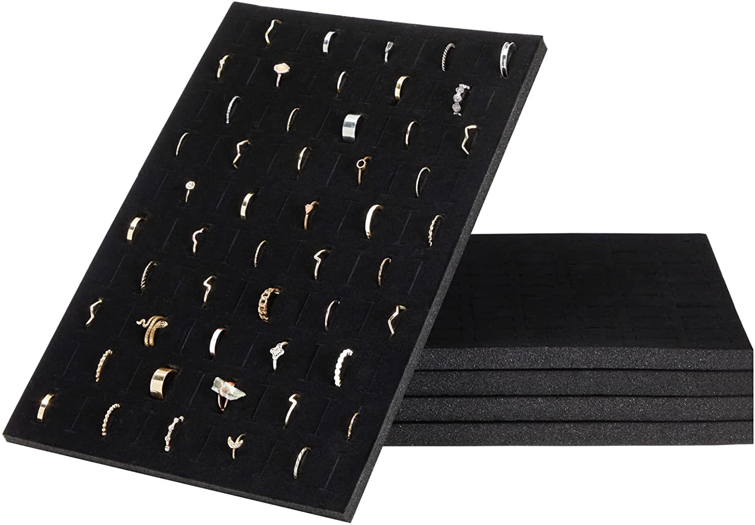 Black Velvet Ring Pad Insert with Tray - Caribbean Glass Specialist Limited